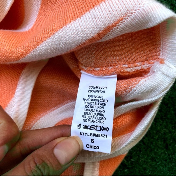 Mustard Seed Melon & White Striped Crop Top Size S - Picture 7 of 7